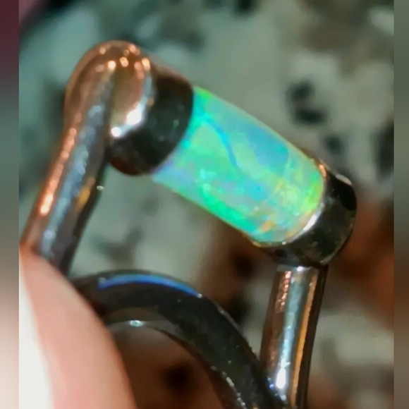 Australian Opal Ring Opalized Belemnite Sterling Silver Colorful Size 9.75 - Picture 7 of 15